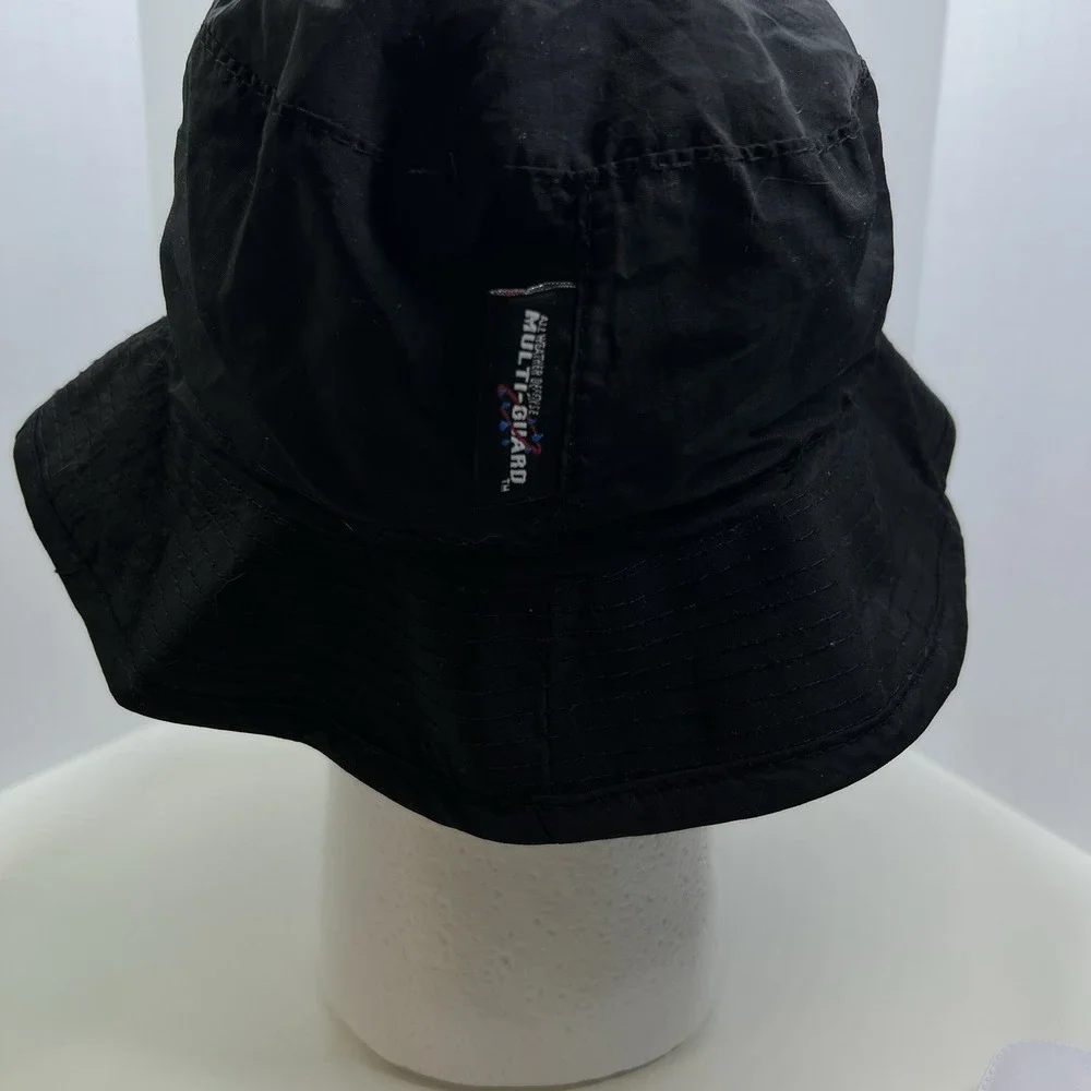 Vintage Signature Multiguard Bucket Hat Black Nylon Hidden Zip Pocket Outdoor